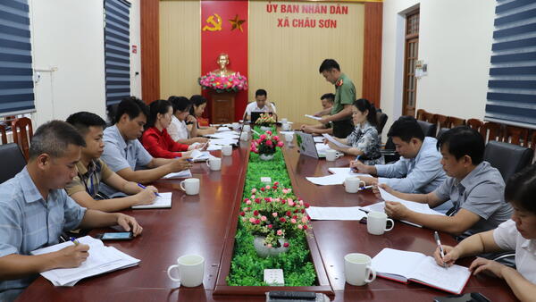 HỌP TRIỂN KHAI HỘI THI LỰC LƯỢNG THAM GIA BẢO VỆ AN NINH TRẬT TỰ CƠ SỞ GIỎI XÃ CHÂU SƠN NĂM 2026
