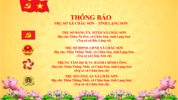 Thông báo trụ sở làm việc của UBND xã Châu Sơn